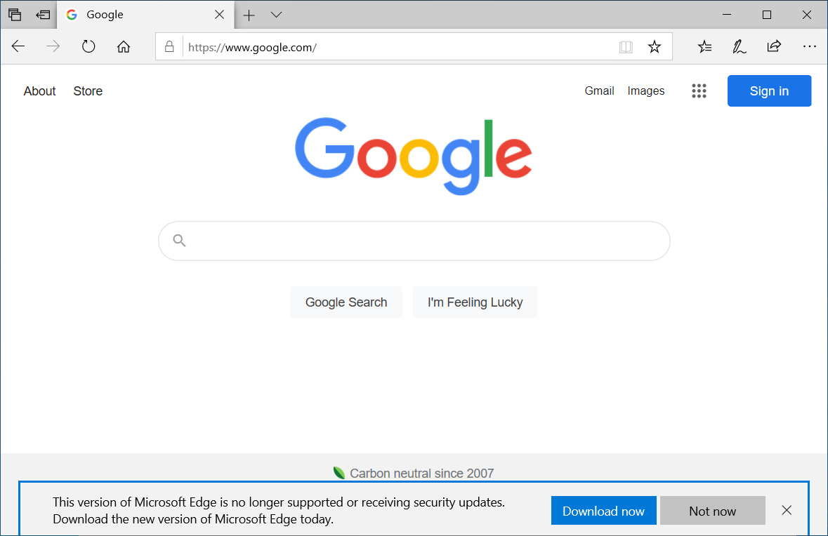 microsoft edge legacy will now prompt