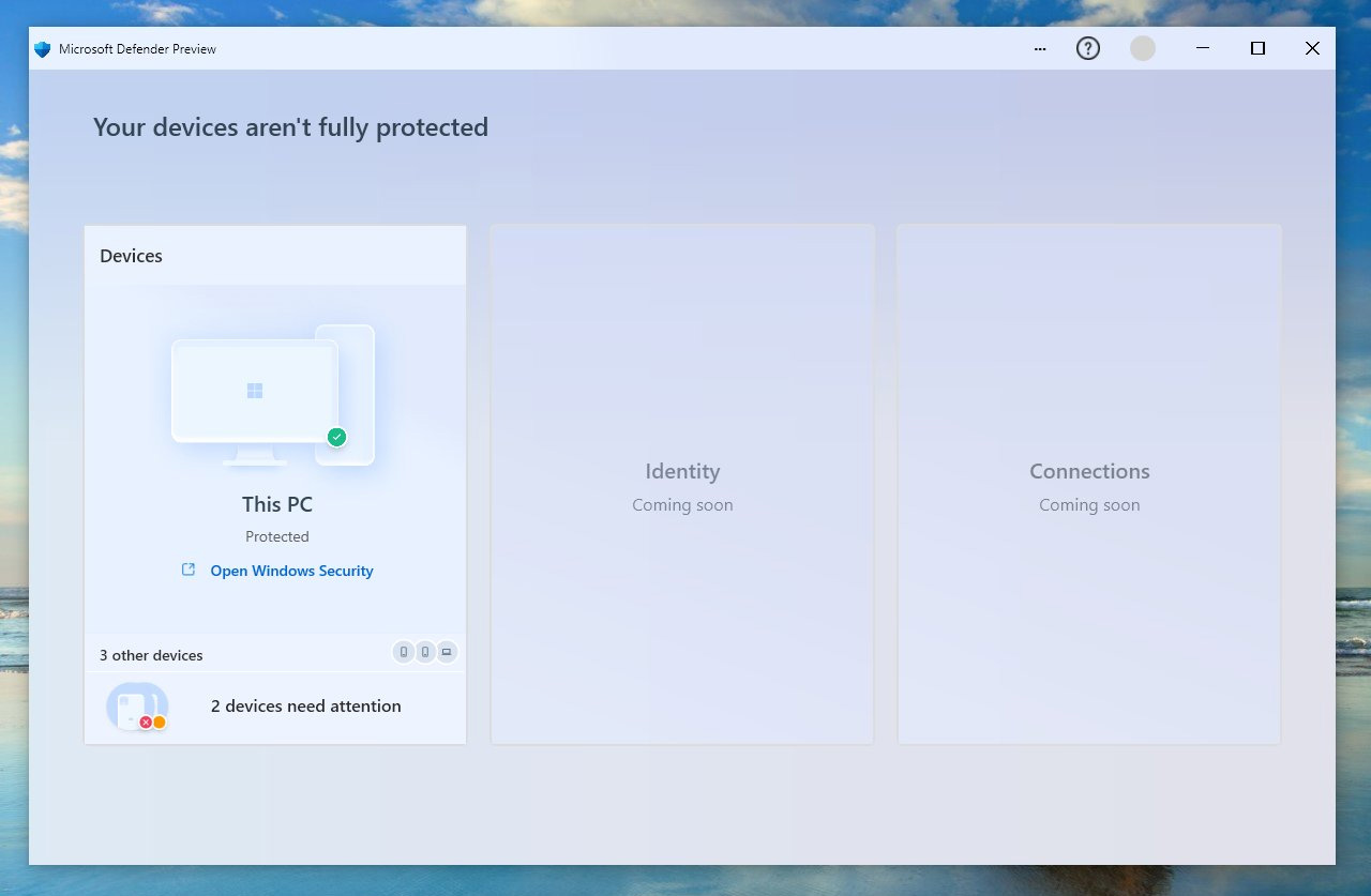 Microsoft Defender Preview dashboard