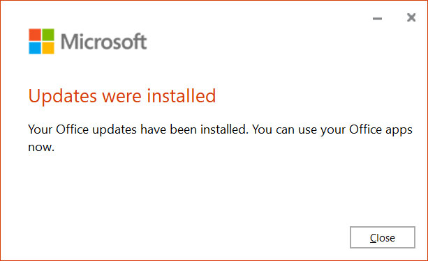 Actualizări Microsoft Office instalate