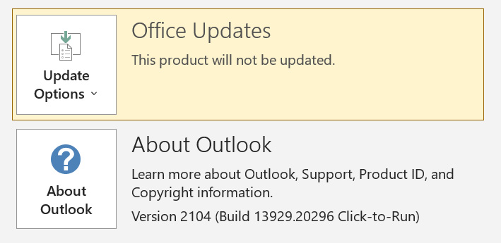 Microsoft Office updates are disabled