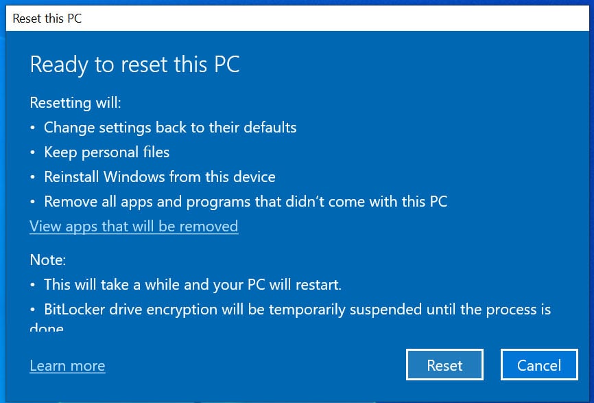reinstall fresh windows 10