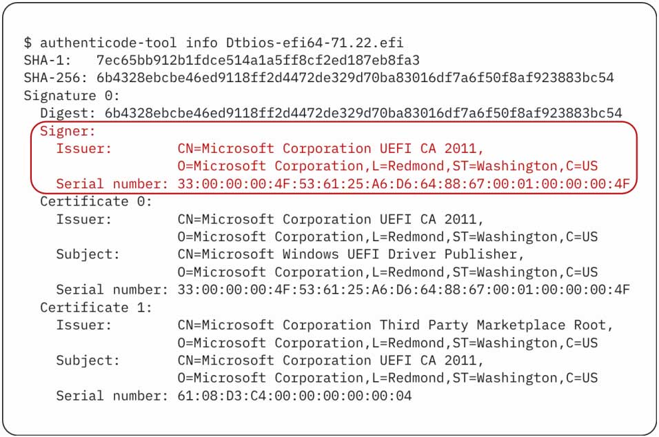 Vulnerable module signed with Microsoft UEFI CA 2011 certificate