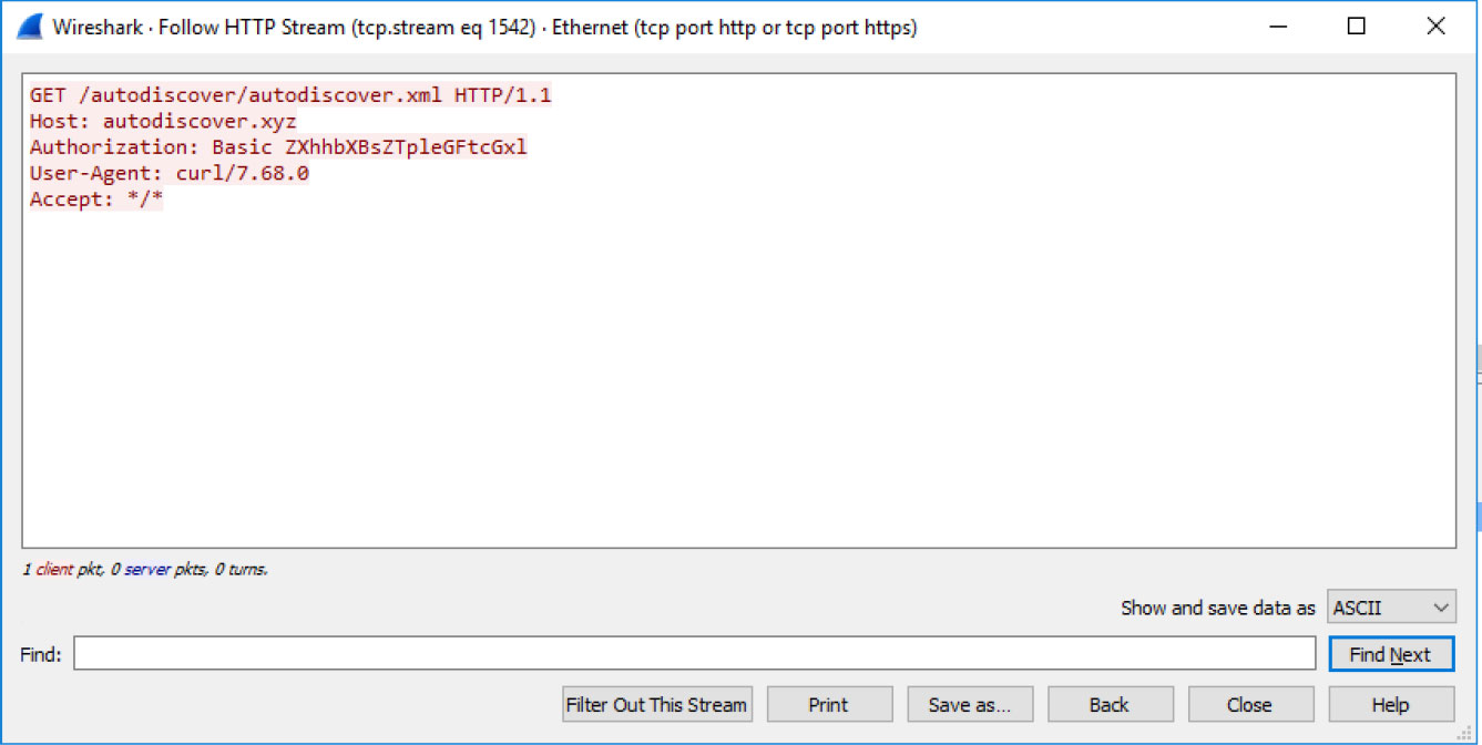 Email client connecting to an autodiscover.xyz URL