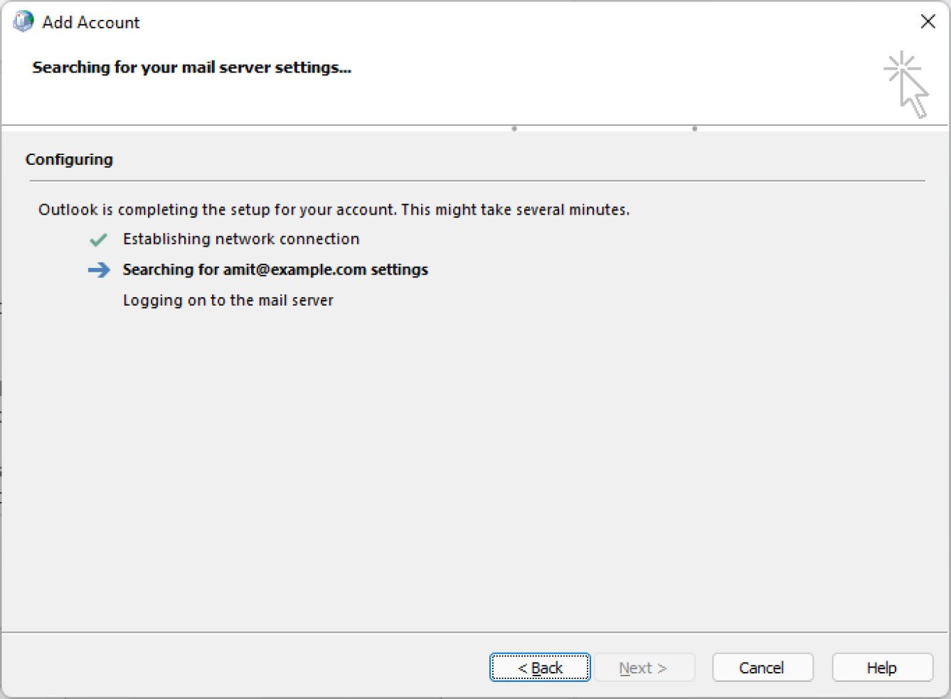 Microsoft Outlook using Autodiscover to retrieve settings