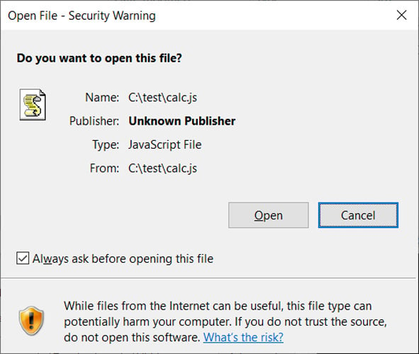 MoTW フラグ付きのファイルを開くときの Windows セキュリティ警告