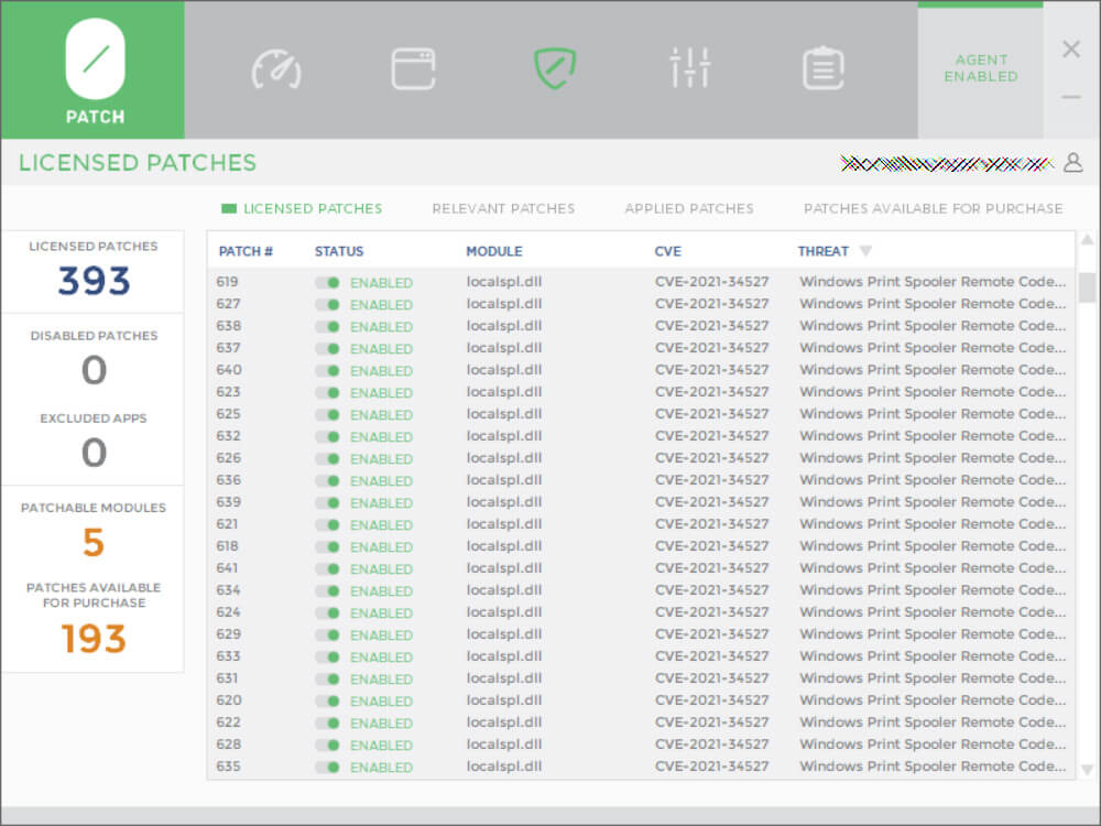 0patch protecting against the PrintNightmare vulnerabilities