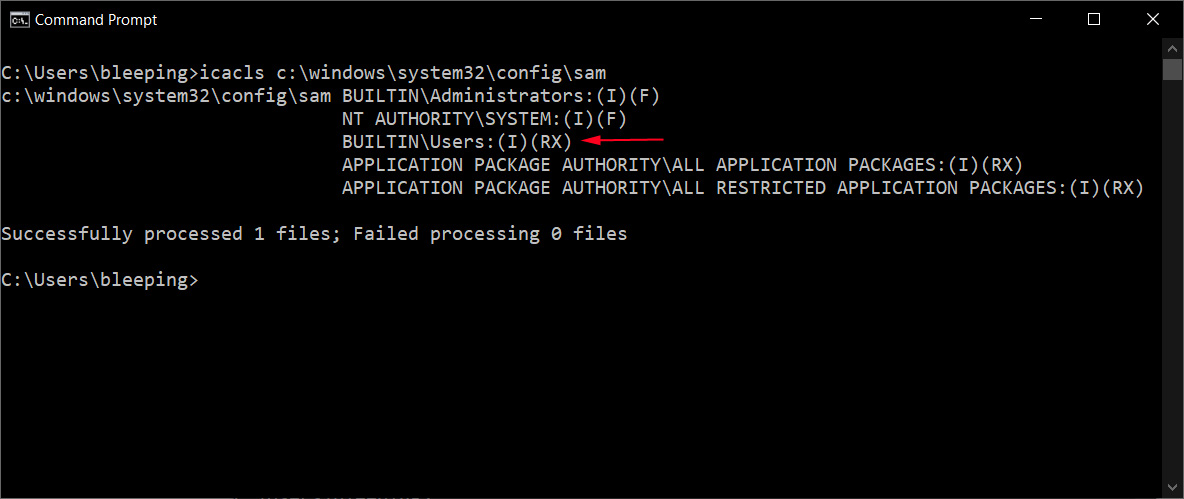 File permissions on the SAM file