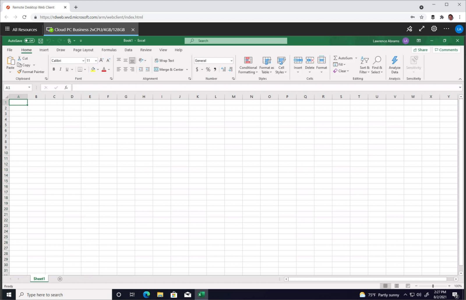 Connecting to Windows 365 Cloud PC via the browser