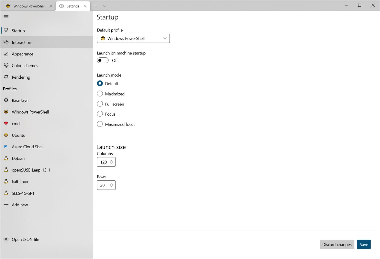 Windows Terminal Settings GUI