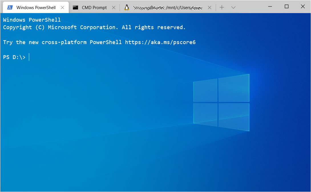 Windows Terminal running in Windows 10