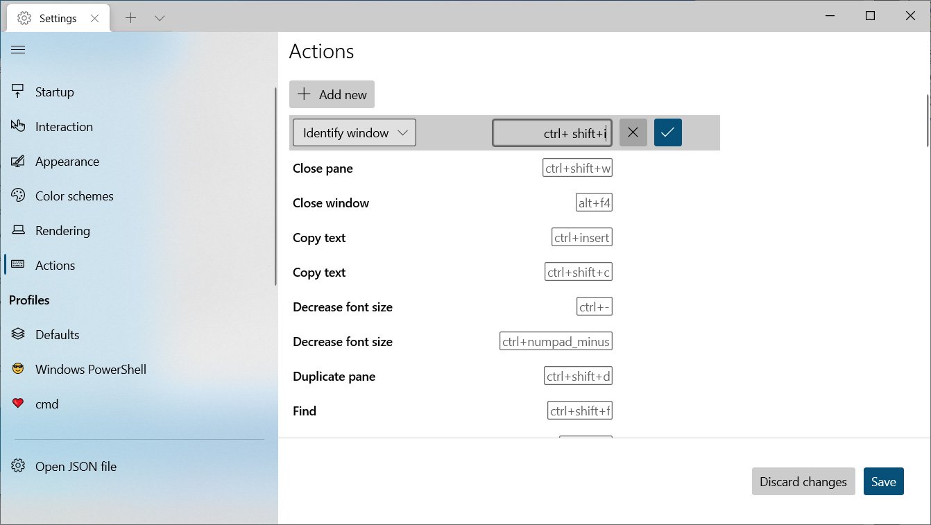 Adding a new Windows Terminal action