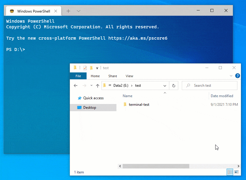 New Windows Terminal drag and drop feature