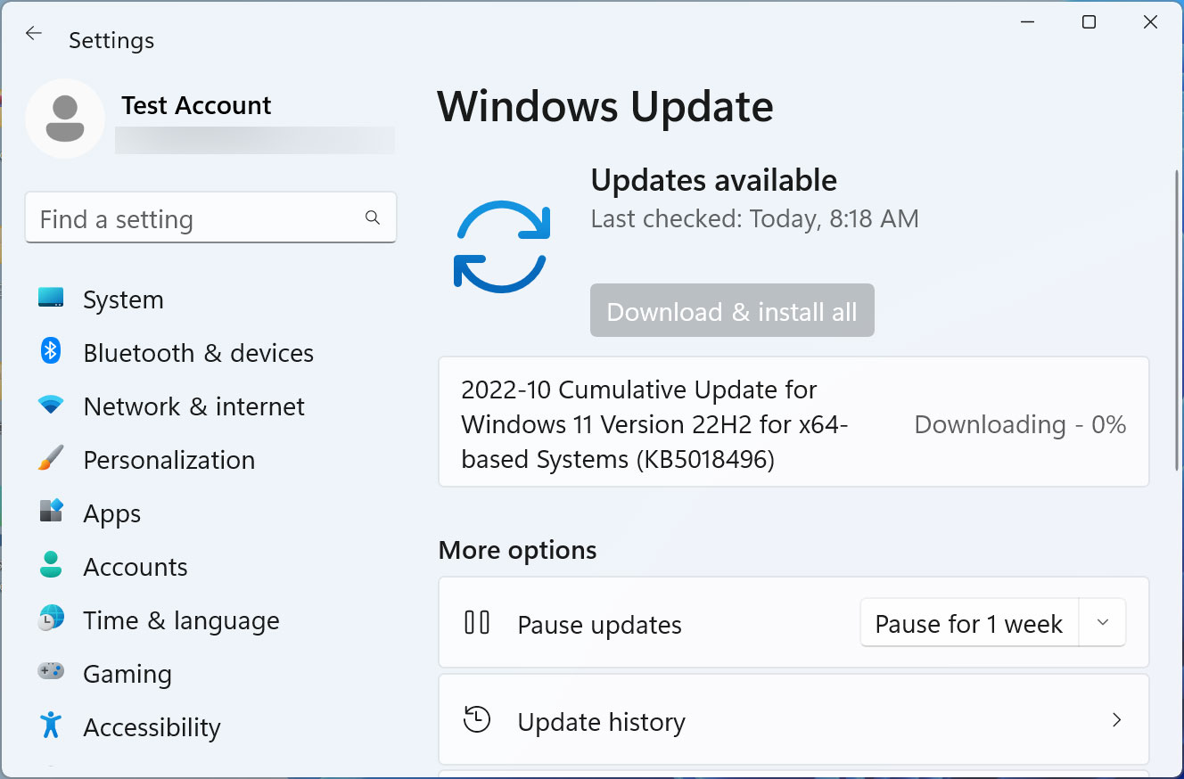 Windows 11 KB5018496 update