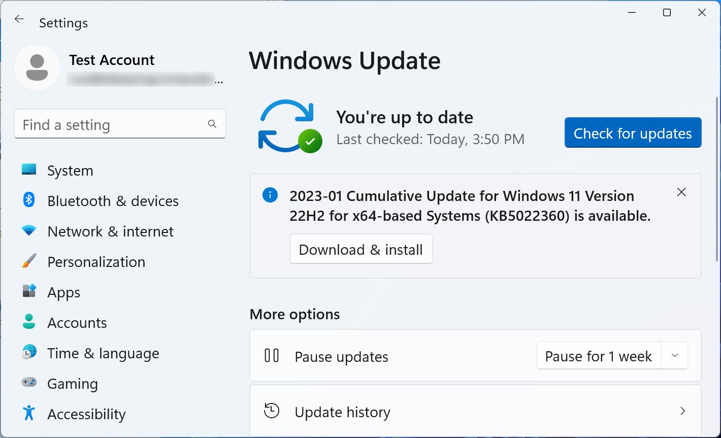 Windows 11 Update KB5022360