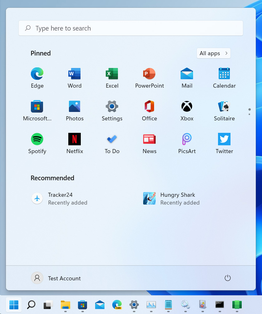 Android apps in the Start Menu