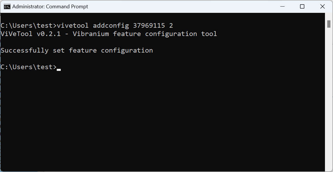 Using ViveTool to enable the new Desktop Search Box