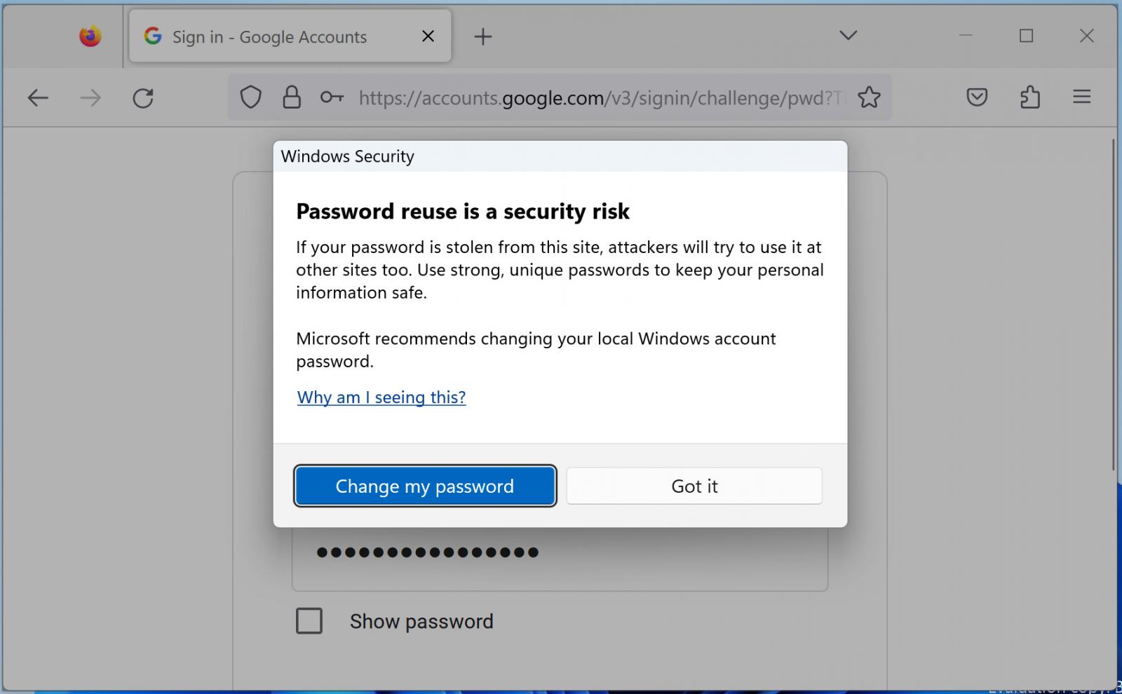Peringatan perlindungan phishing Windows 11