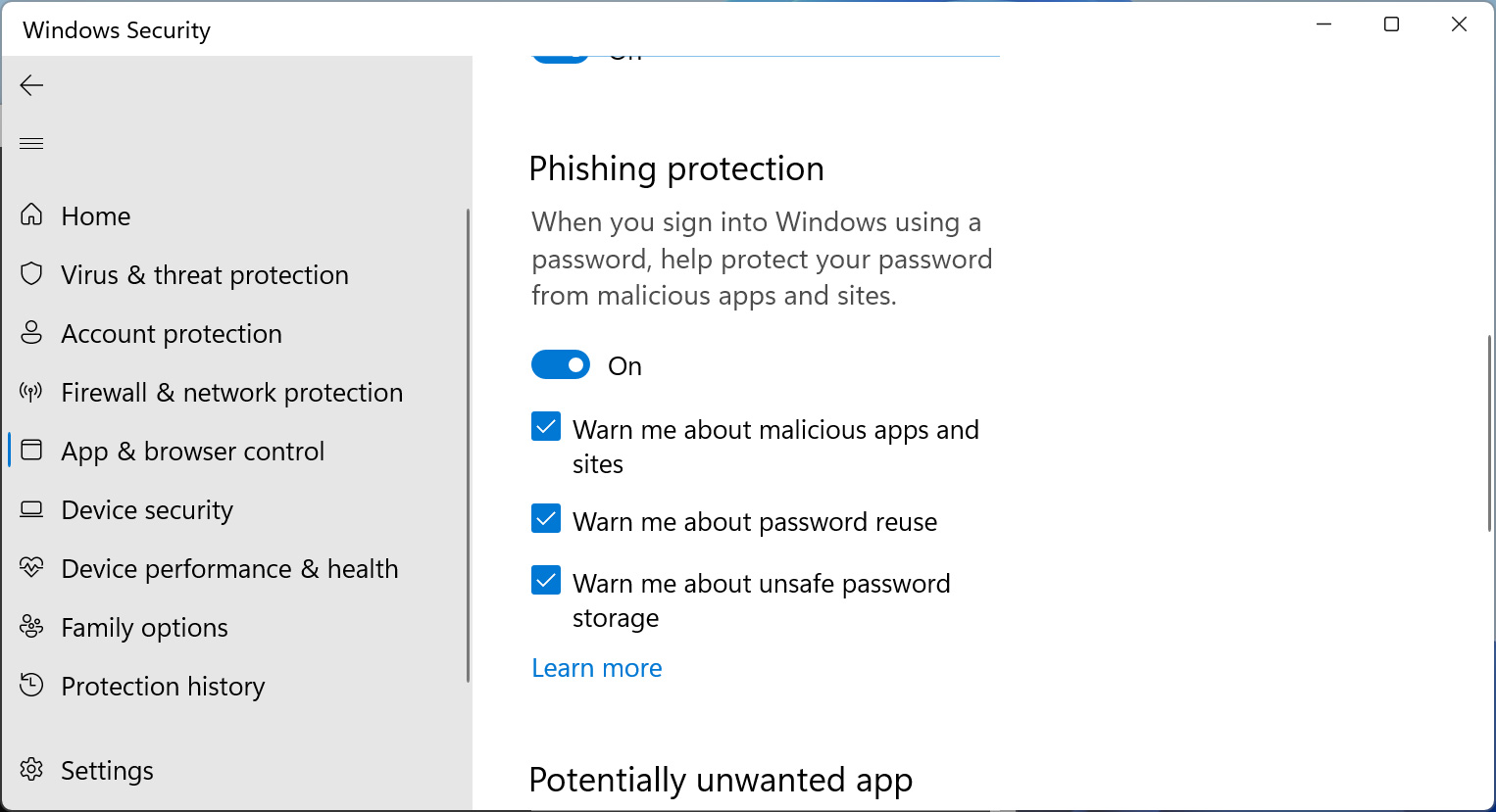 Enabling password protection in Windows 11 22H2