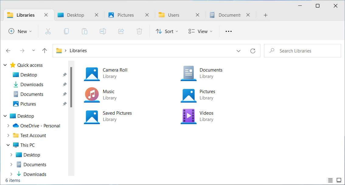 Windows 11 File Explorer's tabbed interface