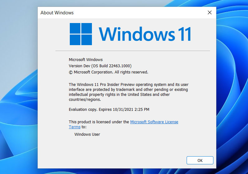 Vista previa de Windows 11 build 22463 instalada en VirtualBox