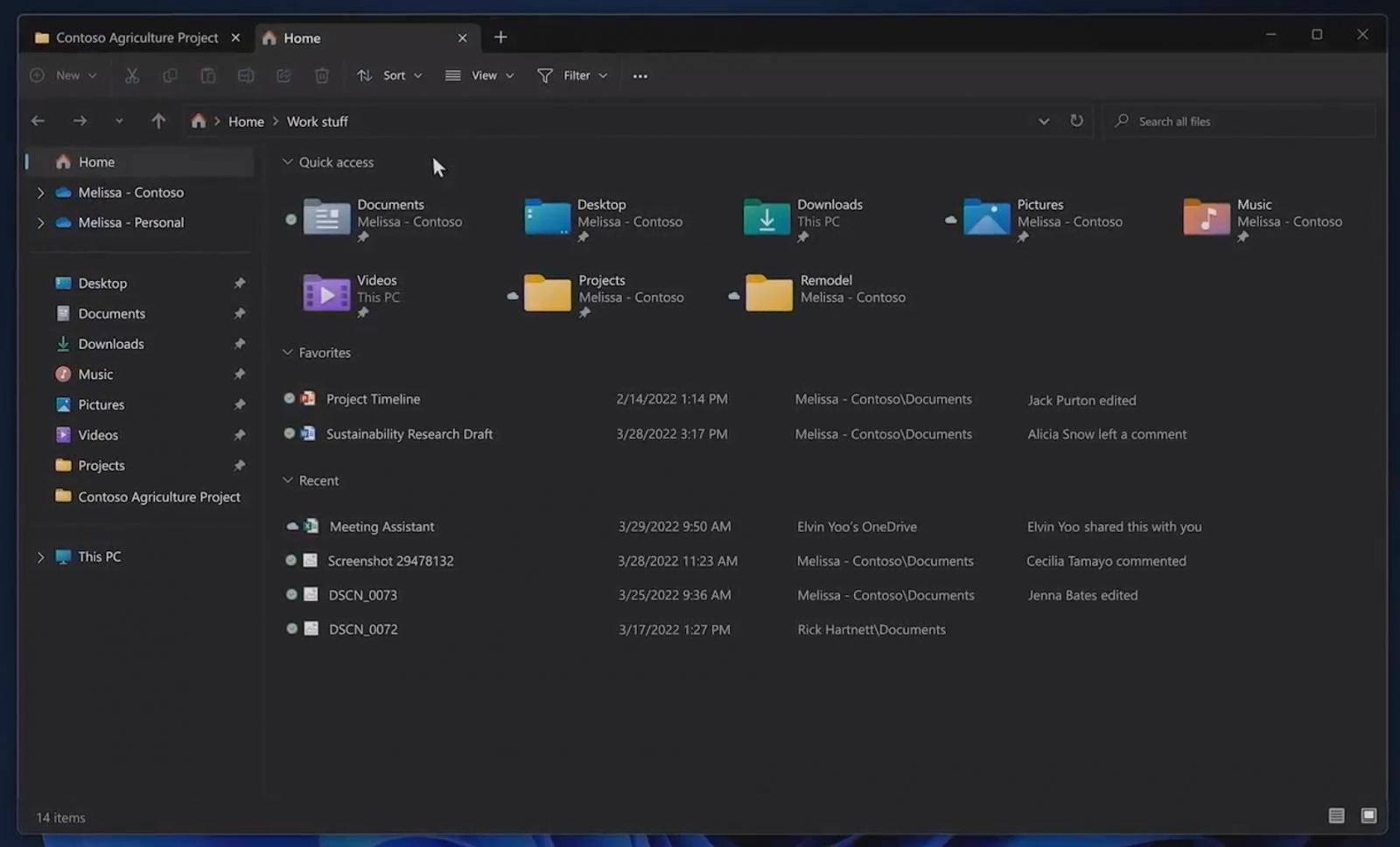 New File Explorer Home page