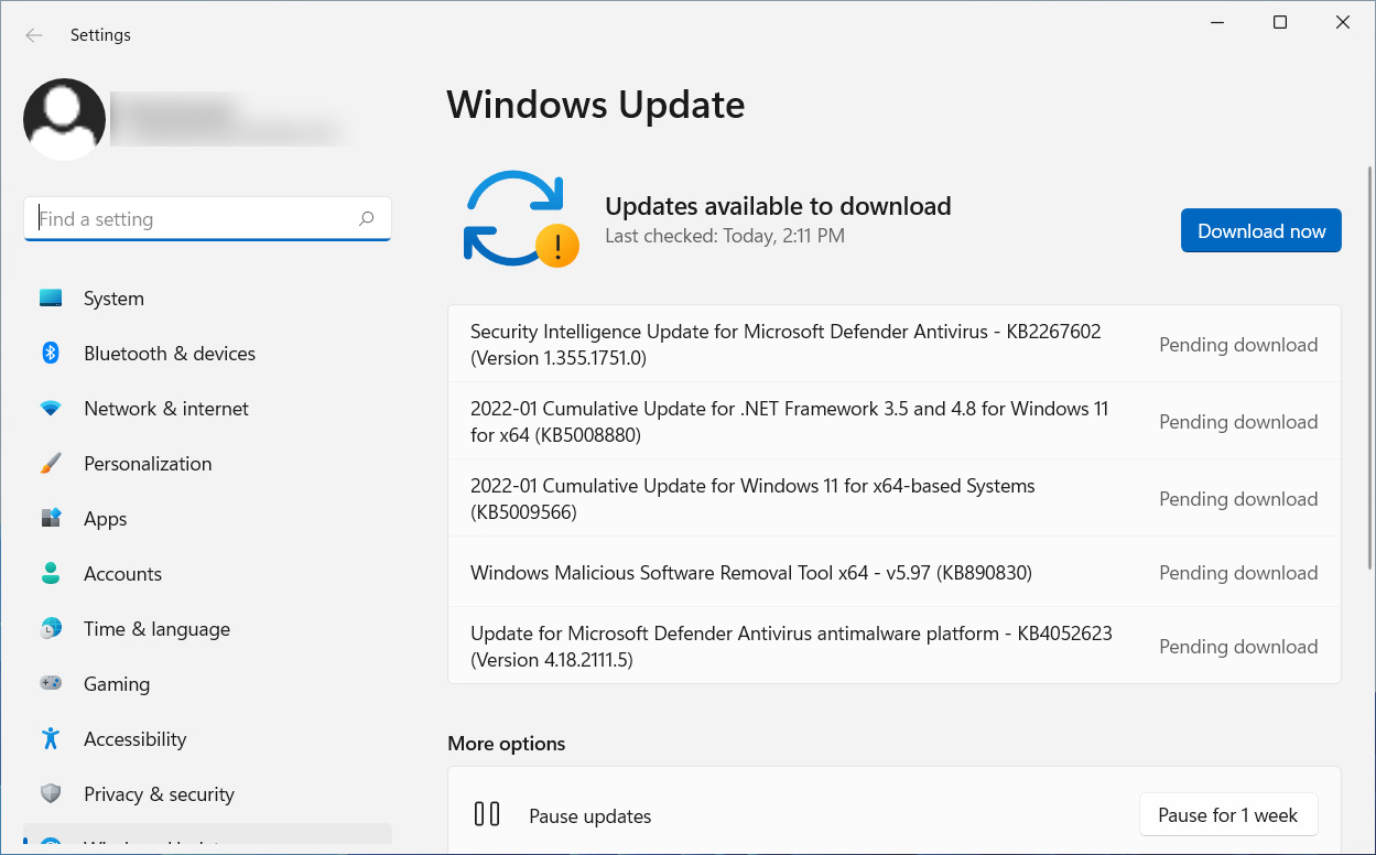 KB5009566 ​​​​​​​update offered in Windows Update