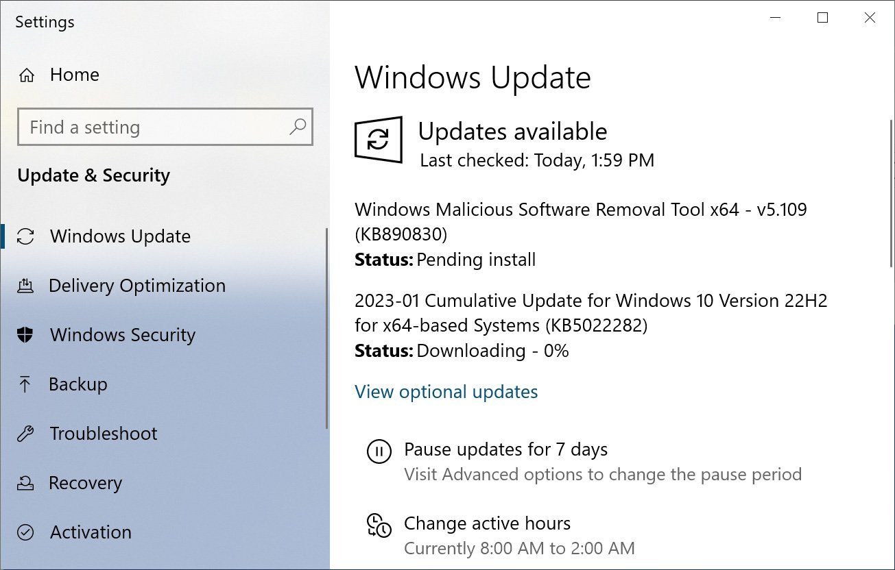 Windows 10 Cumulative Update KB5022282