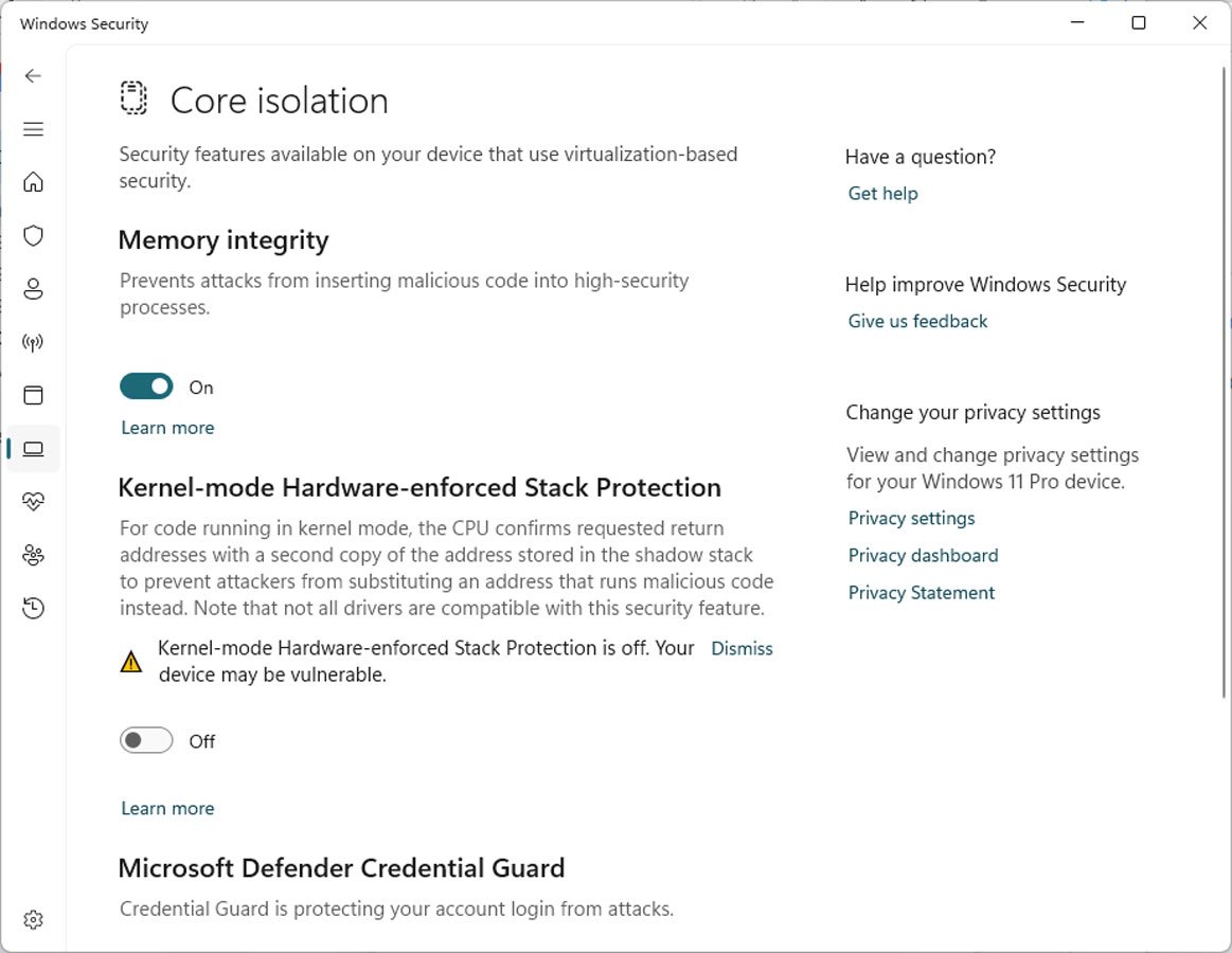 New kernel-mode hardware-enhanced stack protection setting