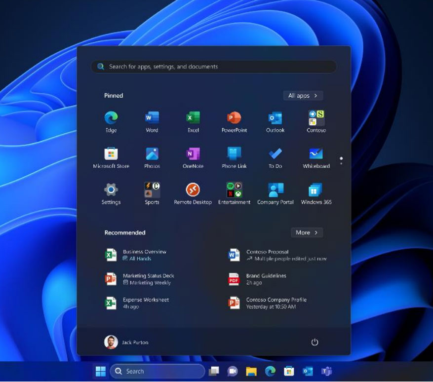 Recommended content in the Windows 11 Start Menu