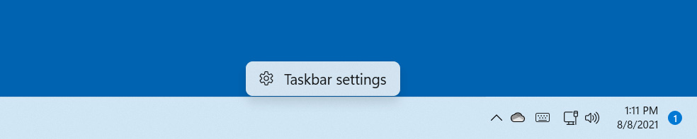 Context menu options removed when right-clicking the taskbar