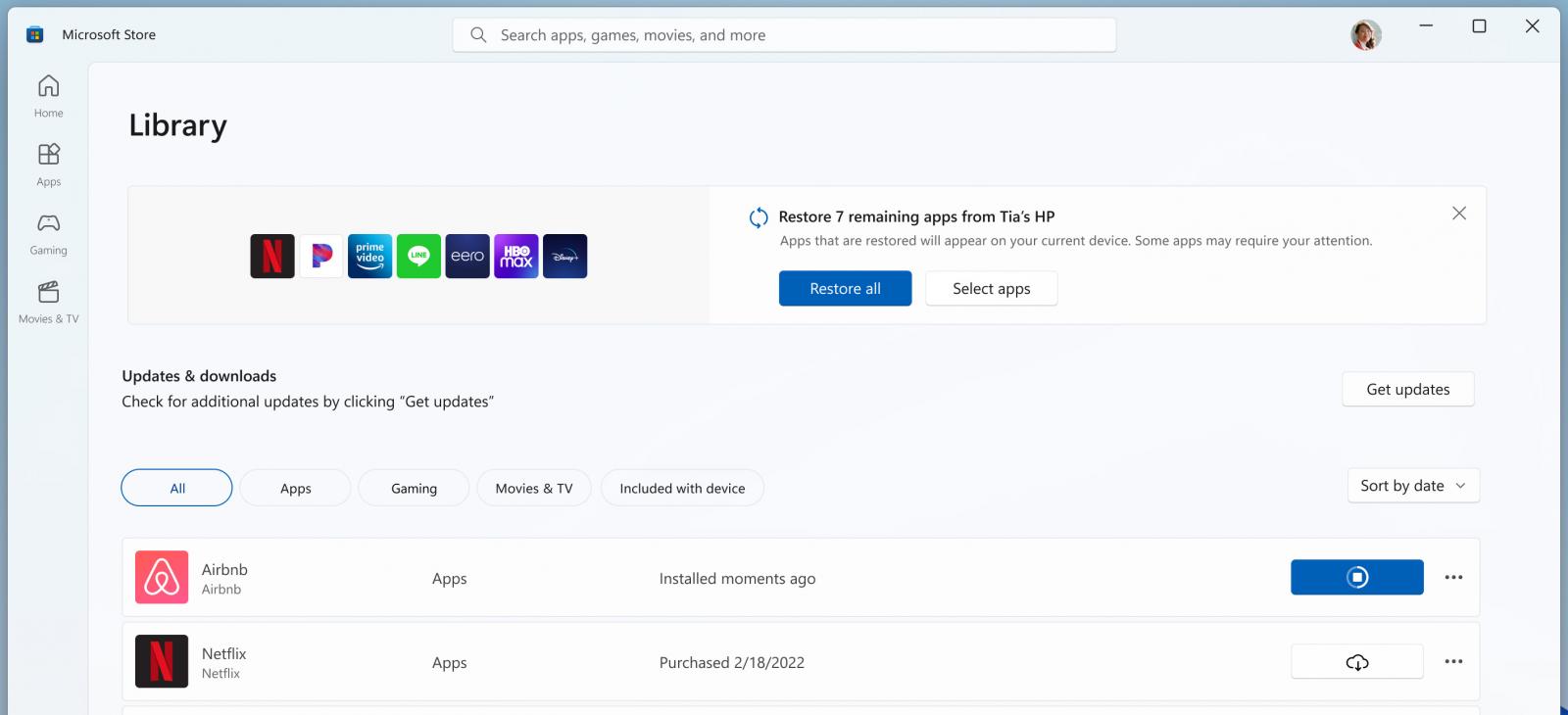 Restore App feature coming to the Microsoft Store