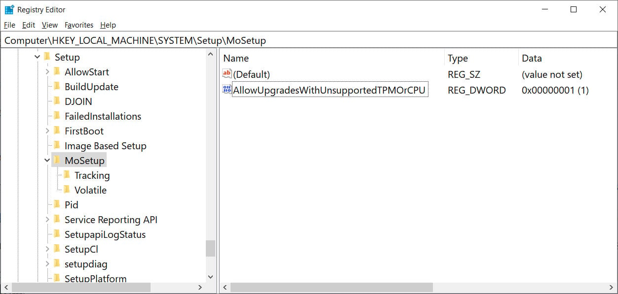 Adding the new registry AllowUpgradesWithUnsupportedTPMOrCPU value