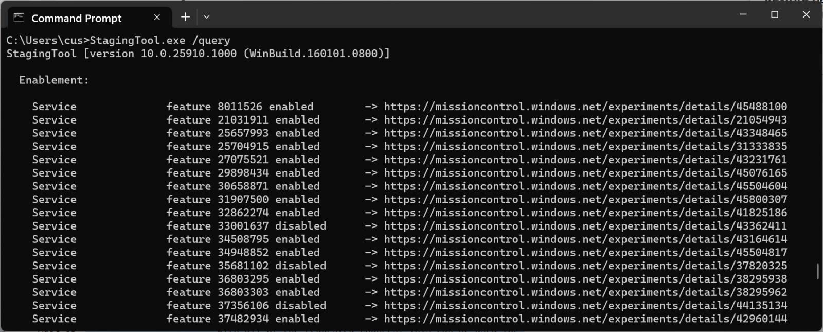 Using StagingTool to query for feature IDs