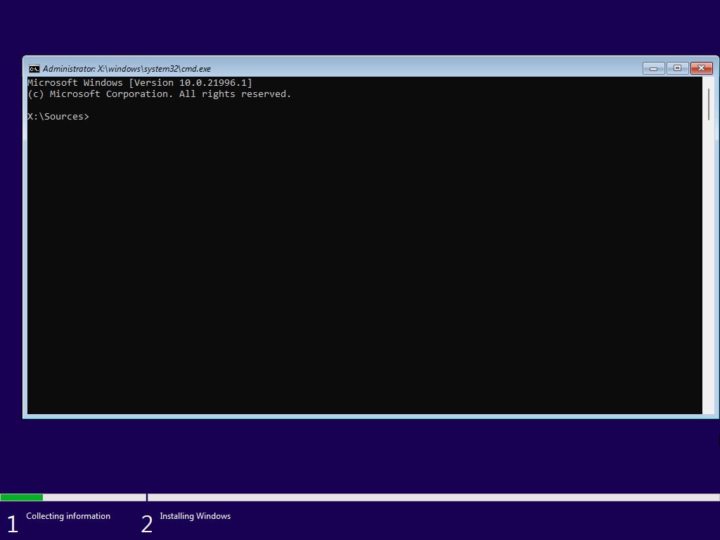 Opening command prompt in Windows Setup