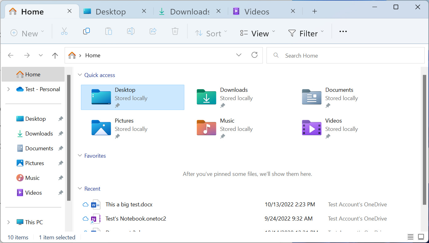 Windows 11 tabbed File Explorer