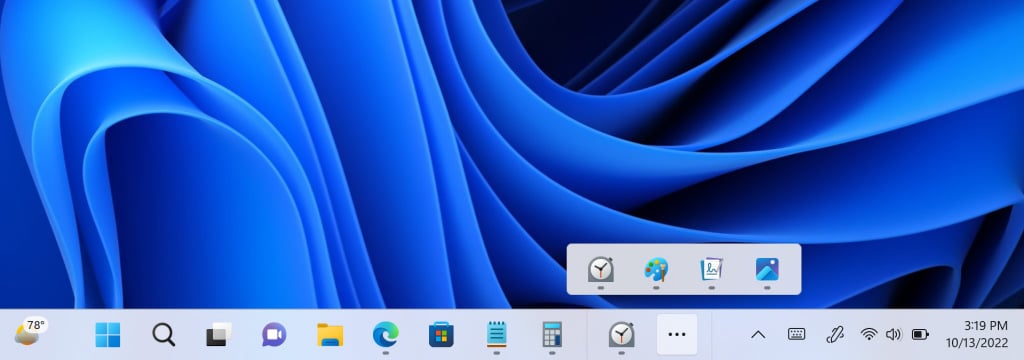 Windows 11 Taskbar overflow feature