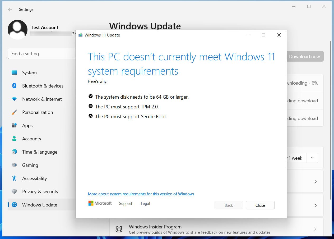 Windows 11 virtual machines are no longer compatible