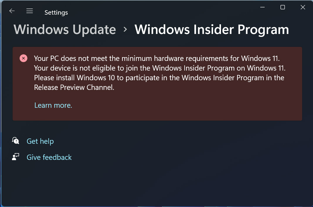Kicked out of the Windows 11 Insider program