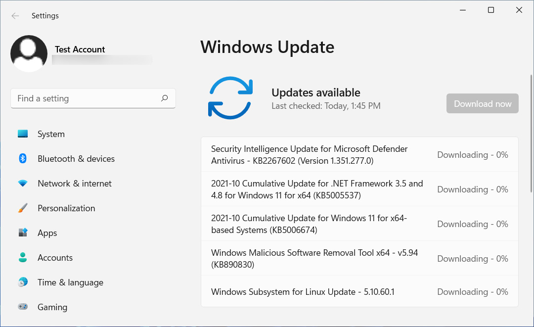 KB5006674 ​​​​​​​update offered in Windows Update