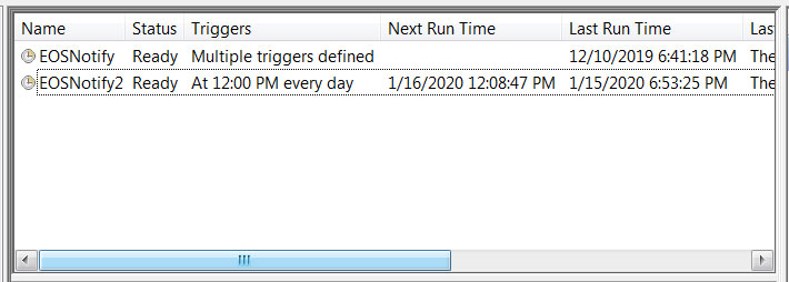 EOSNotify Scheduled Tasks
