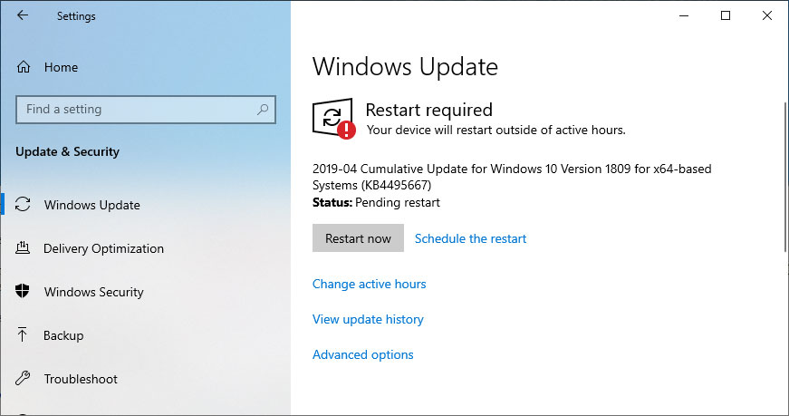 cumulative update for windows 10 2019