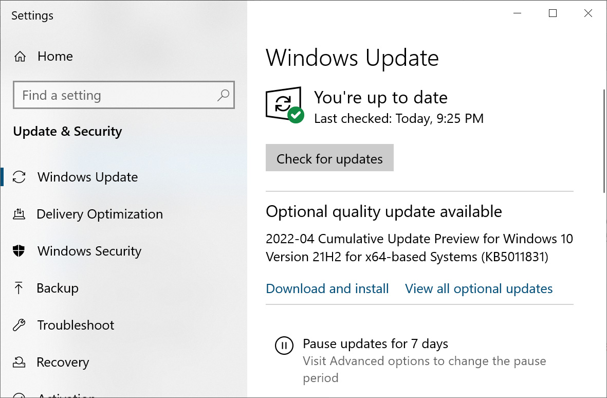 Windows 10 KB5011831 cumulative update preview