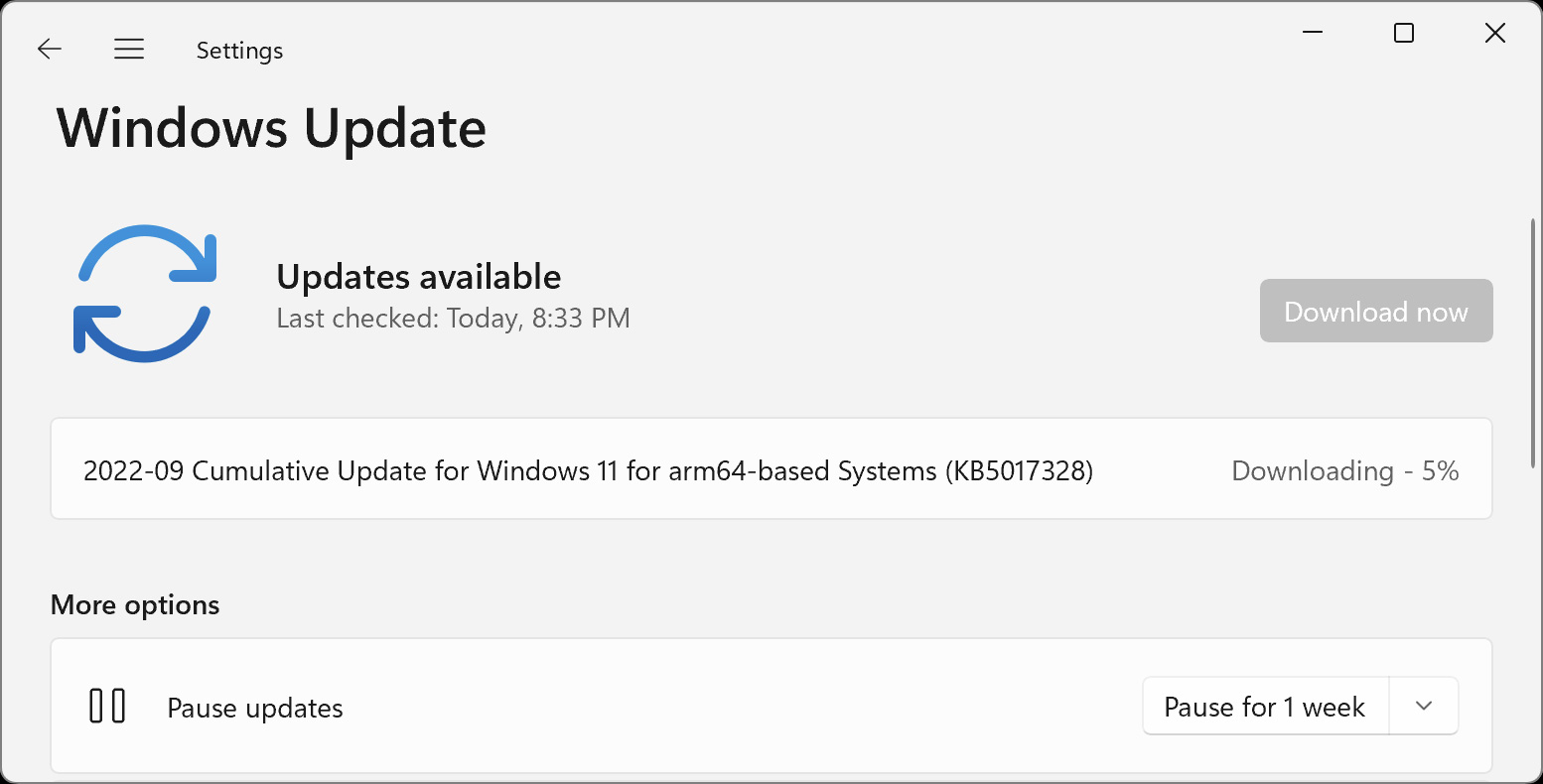 Windows 11 Cumulative Update KB5017328