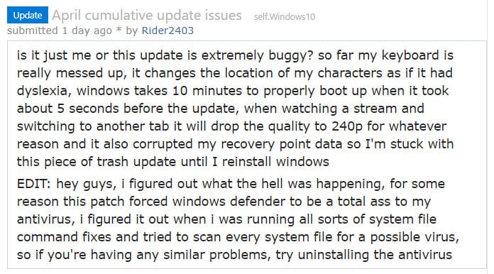 Possible connection to Windows Defender?