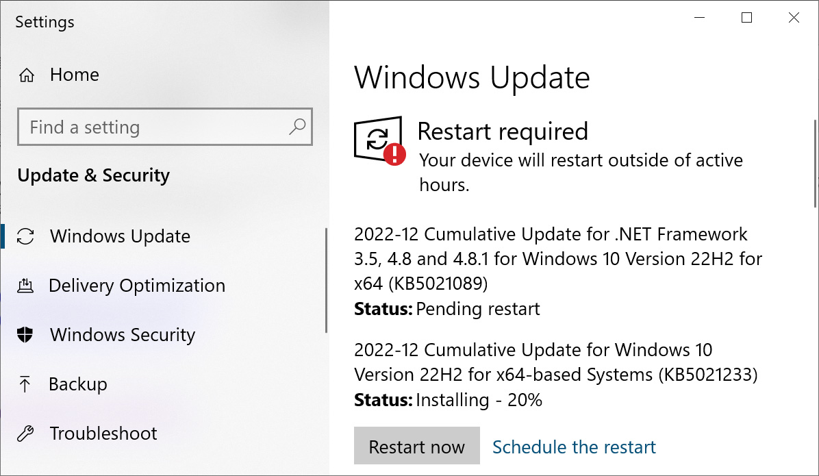 Windows 10 Cumulative Update KB5021233