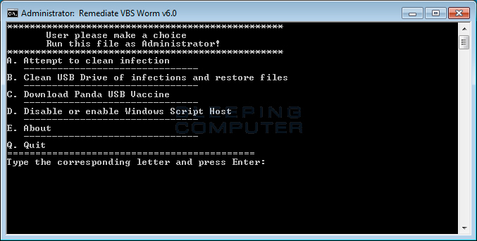 Main Screen of Rem-VBSWorm