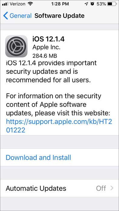 iOS 12.1.4 Update