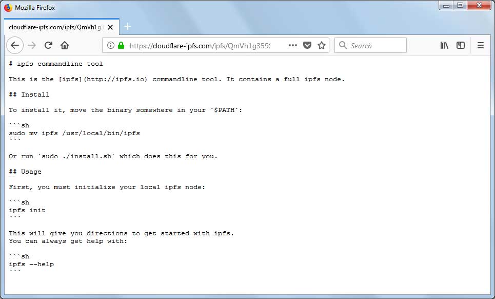 File stored on IPFS