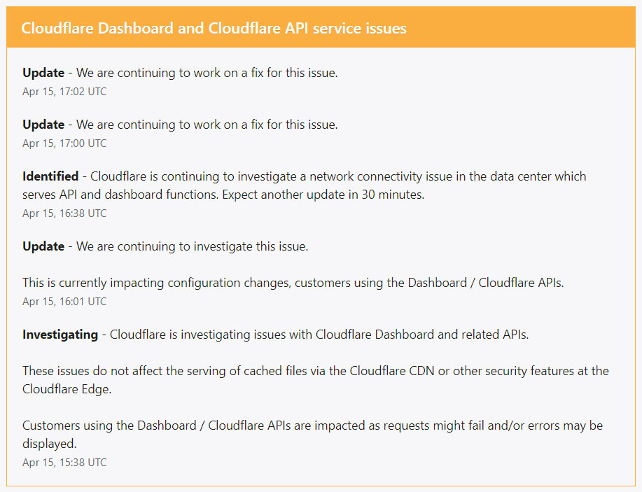 Cloudflare outage updates