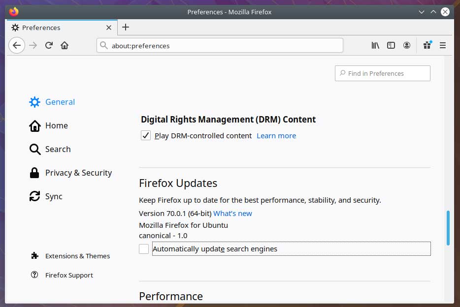 Enable the DRM setting in Firefox